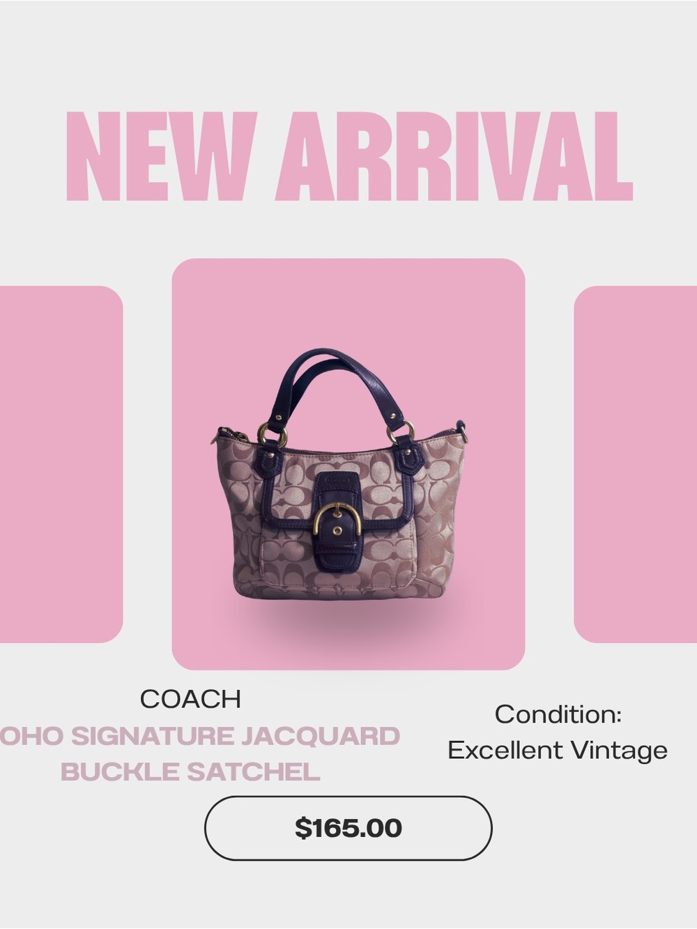 Coach Beige Signature Jacquard Satchel with Dark Trim